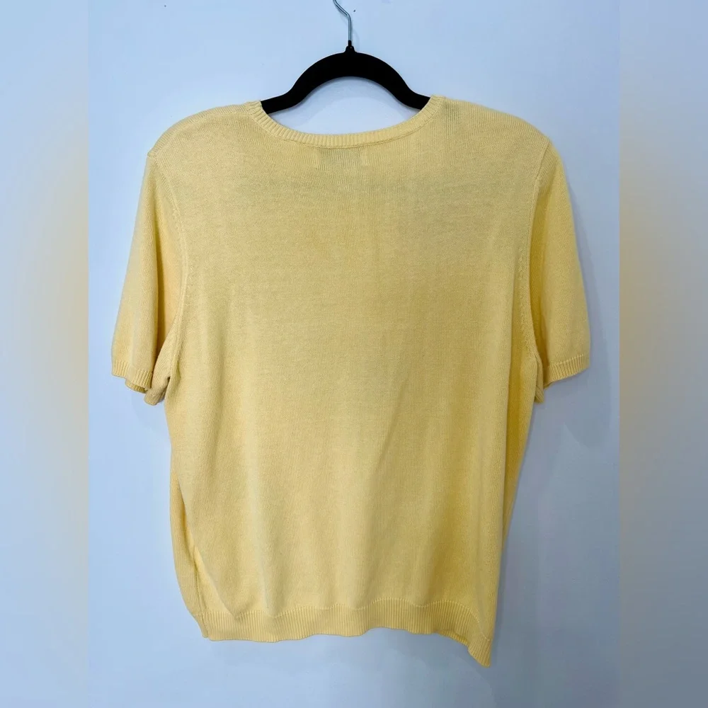 Alfred Dunner • Women’s Vintage Yellow Floral Embroidered Short Sleeve Tee Top L - Picture 9 of 9